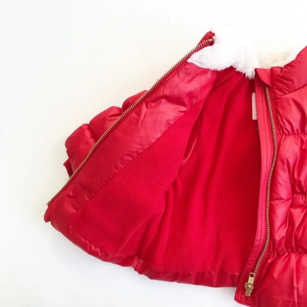 Old Navy red puffer coat EUC 3-6 months